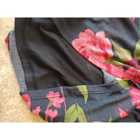 Jolie & Joy Top Womens Size Medium Square Elastic Neck Black Floral Long Sleeve - Picture 6 of 7